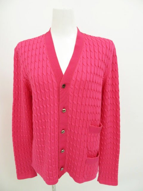 Salvatore Ferragamo　ロープケージカーディガン　ピンク　M　コットン　Vネック　中古A1　AP-90912-K