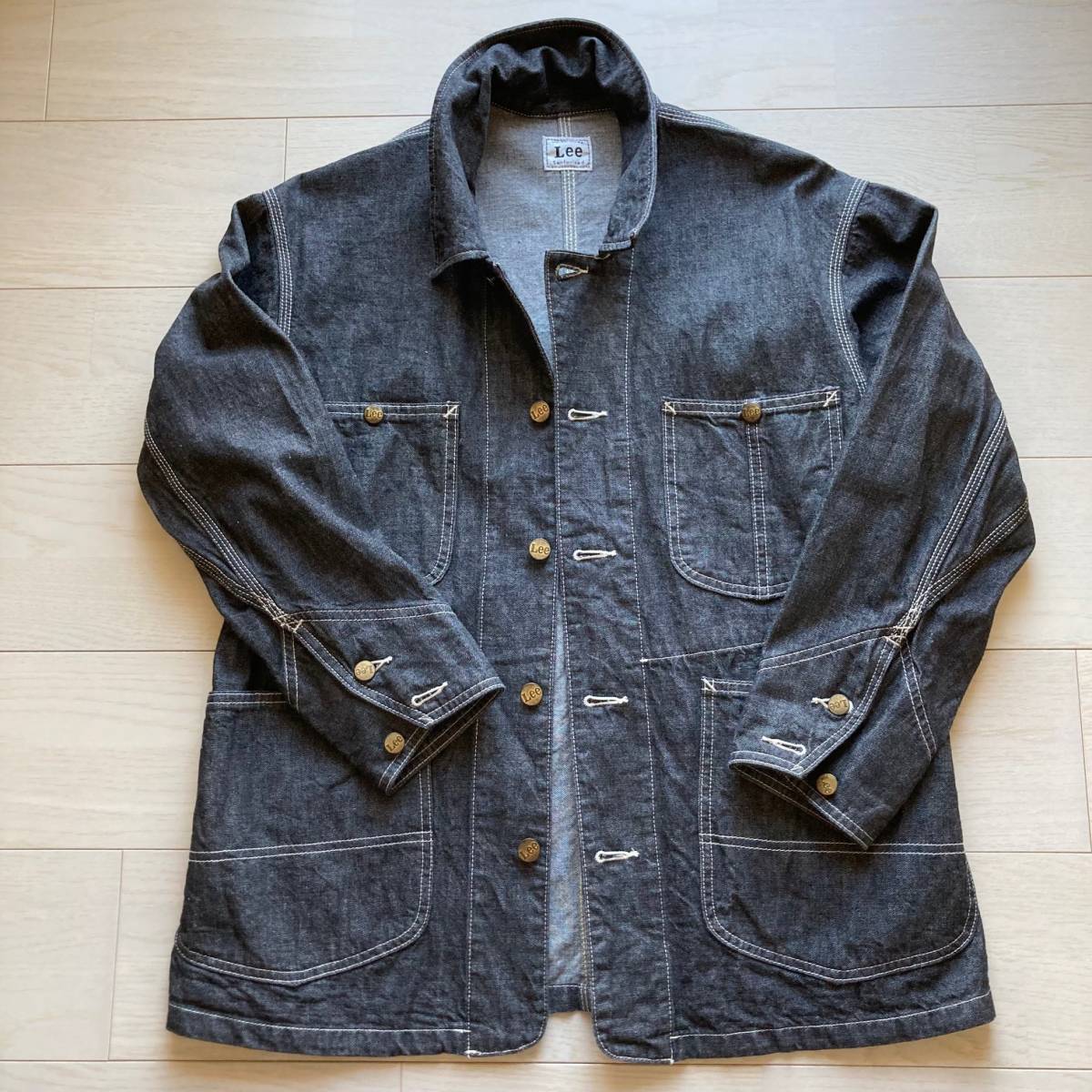 美品 Lee リー UNION MADE Sanforized デニム カバーオール ウエスト 