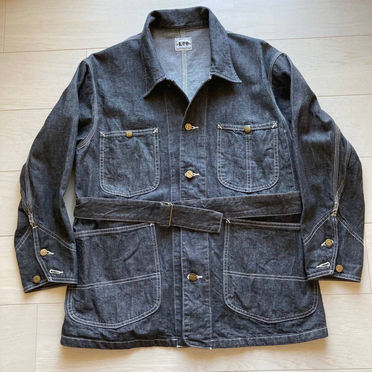 美品 Lee リー UNION MADE Sanforized デニム カバーオール ウエスト 