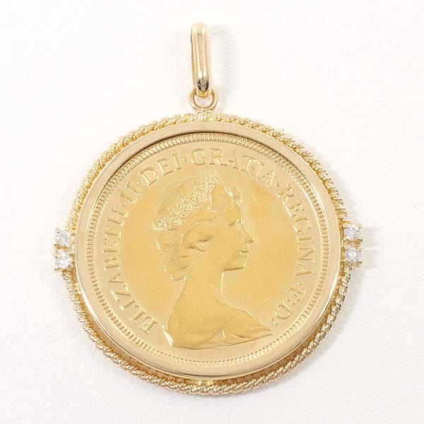 ソブリン 1ポンド コイン 金貨 K22YG K18YG ペンダントトップ ダイヤ カード鑑別書 総重量約9.9g 中古 美品 送料無料☆0202