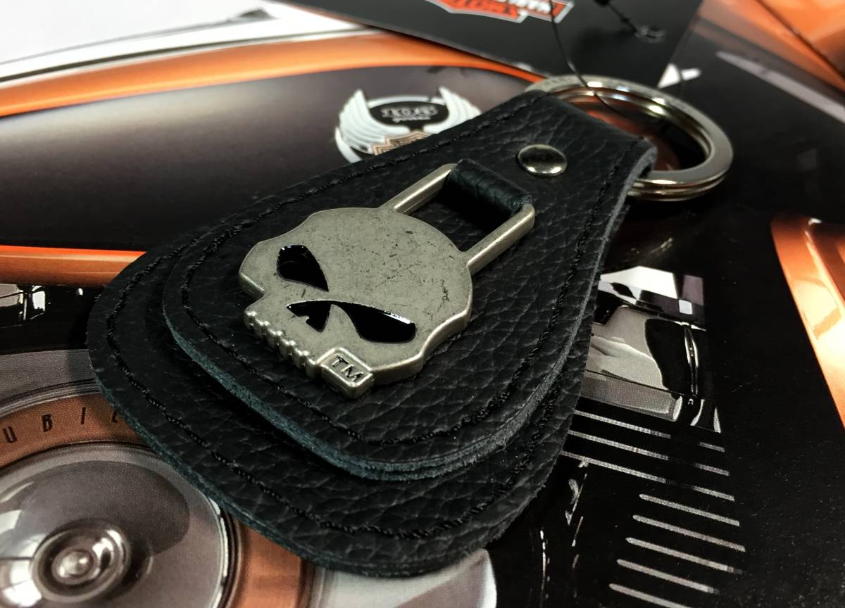 ハーレーダビッドソン 純正 正規品 ウィリーG スカル キーホルダー 公式 キーリング 本革 レザー 公式品 オフィシャル