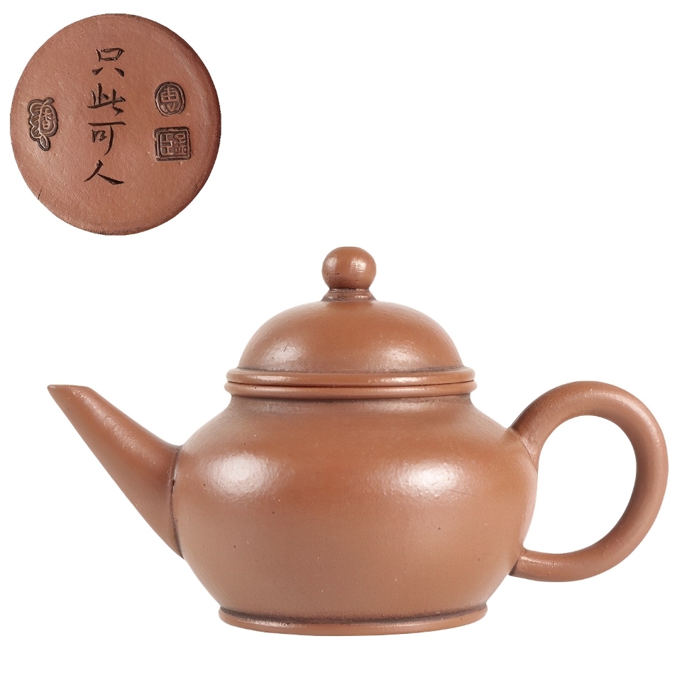 ■中国美術 椿恵孟臣 水平蓋款 朱泥急須 紫砂壷■A028