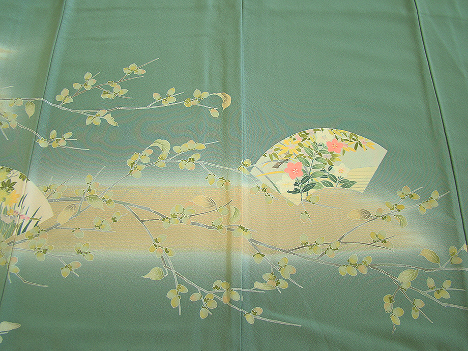 時代屋 裄66.3cm 作家物 極上縮緬地 本加工染 附下げ 訪問