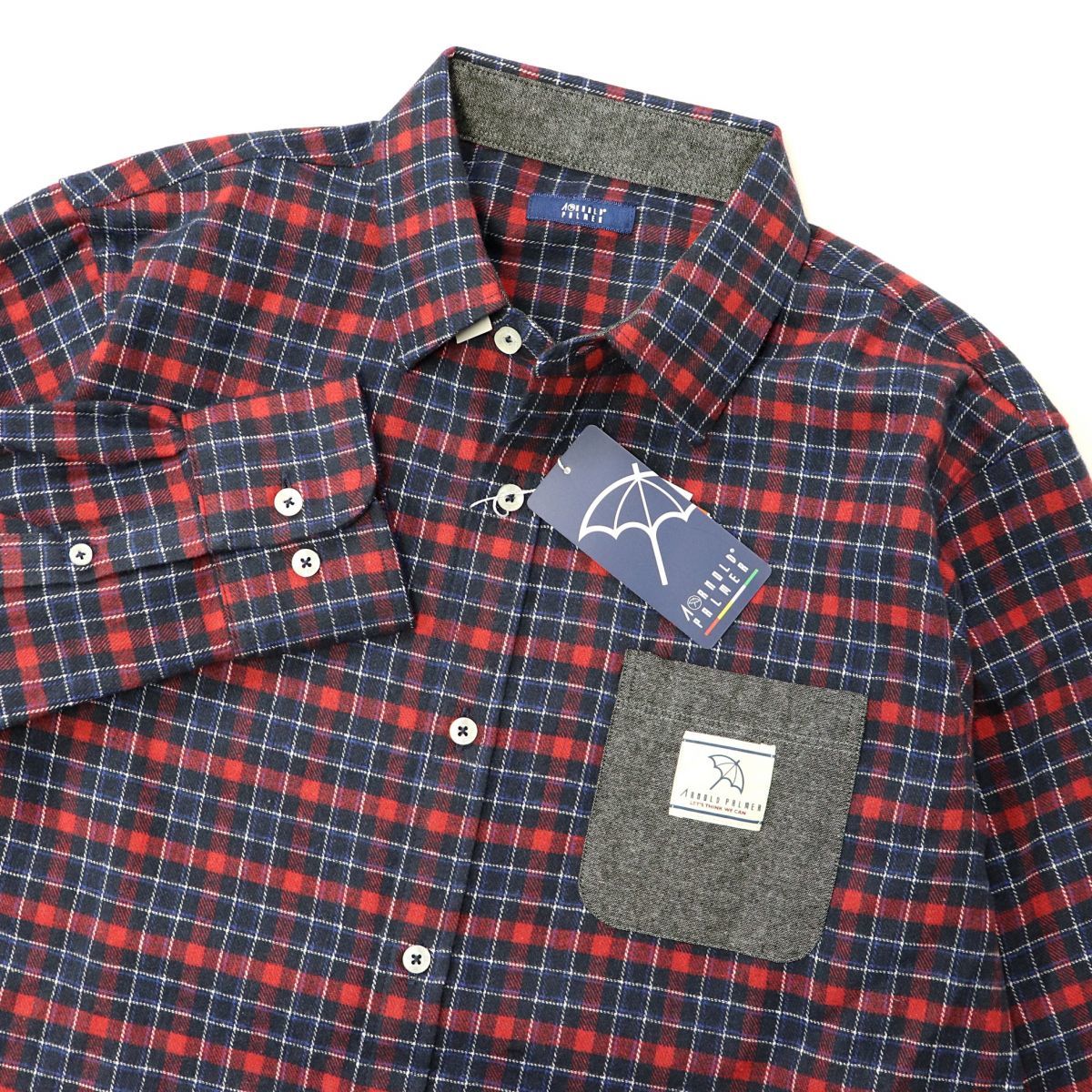 ★アーノルドパーマー ゴルフ ARNOLD PALMER GOLF 冬物 両面起毛で暖かい！メンズ 長袖 ネルシャツ チェック[3992707-10-L]一 三 弐★QWER