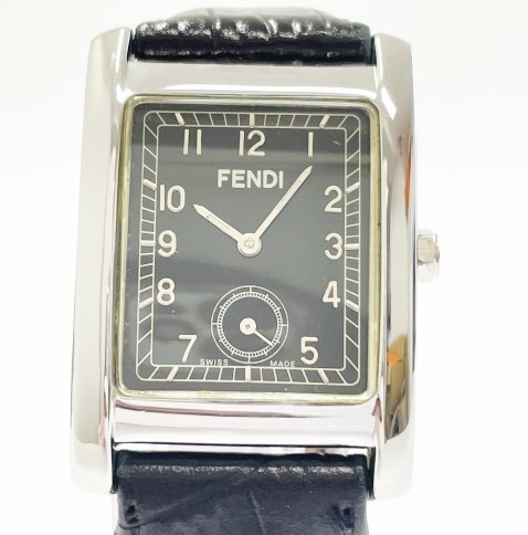 【1円スタート】FENDI フェンディ 7000G SS/革ベルト スモセコ ブラック文字盤 QZ メンズ 141655 腕時計