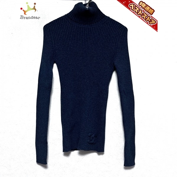 シャネル CHANEL 長袖セーター サイズ36 S P44594 - ネイビー レディース タートルネック/カシミヤ/ココマーク 新品同様 トップス