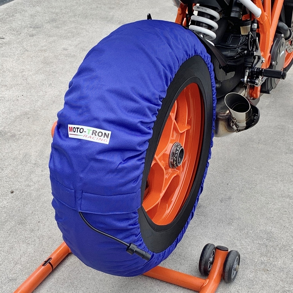 MOTOTRON タイヤウォーマー 17インチ フロント120 リア200 ブルー 温度