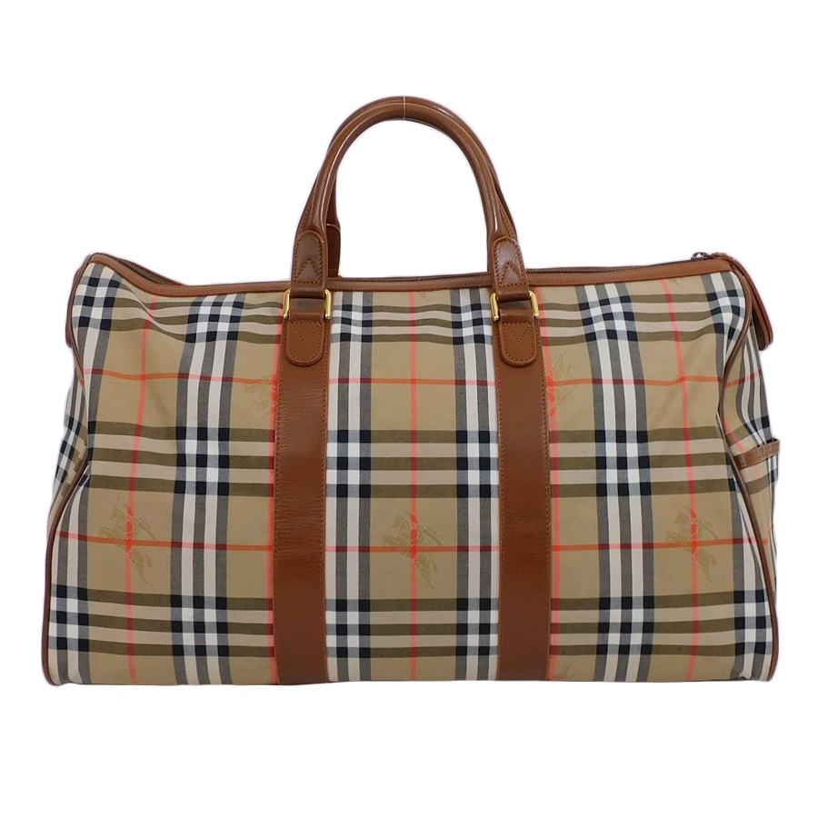 バーバリー ノバ チェック ブラウン ボストンバッグ キャンバス レザー BURBERRY（バーバリー） ノバチェック シャドーホース ボストンバッグ