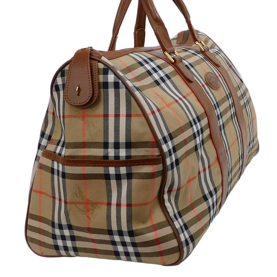 バーバリー ノバ チェック ブラウン ボストンバッグ キャンバス レザー BURBERRY（バーバリー） ノバチェック シャドーホース ボストンバッグ