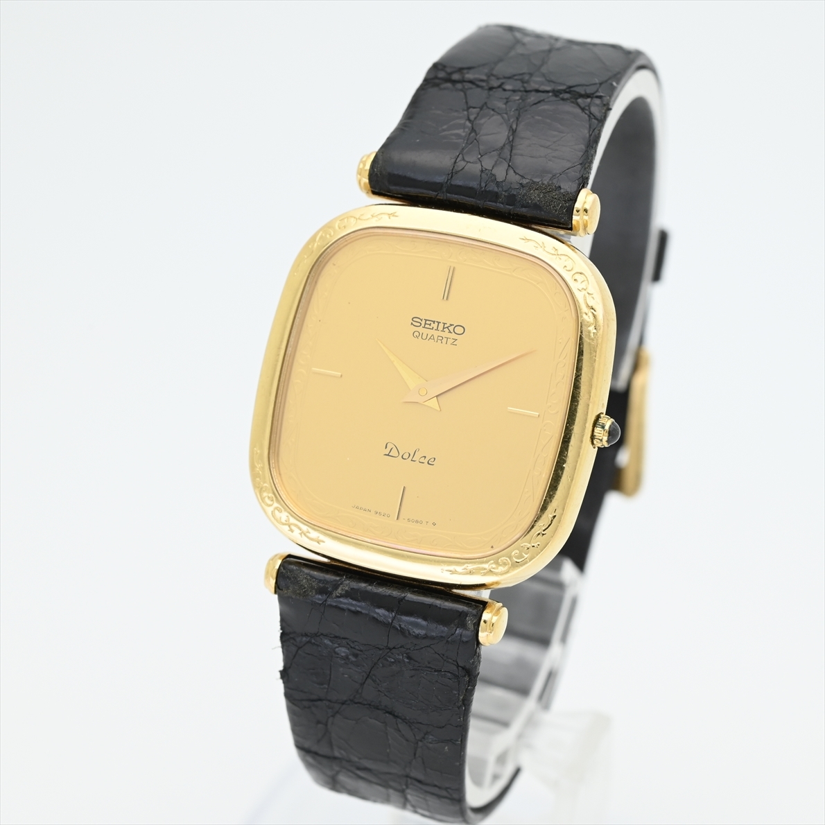 セイコー/ドルチェ□1983年製造 14K/SS 純正ワニベルト付 9520-5080