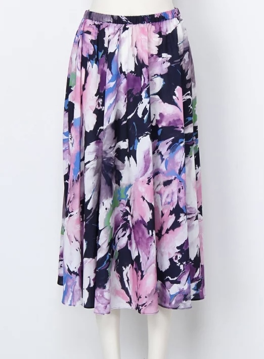 Mila Owen ミラオーウェン花柄スカート×レイヤードニットワンピース  