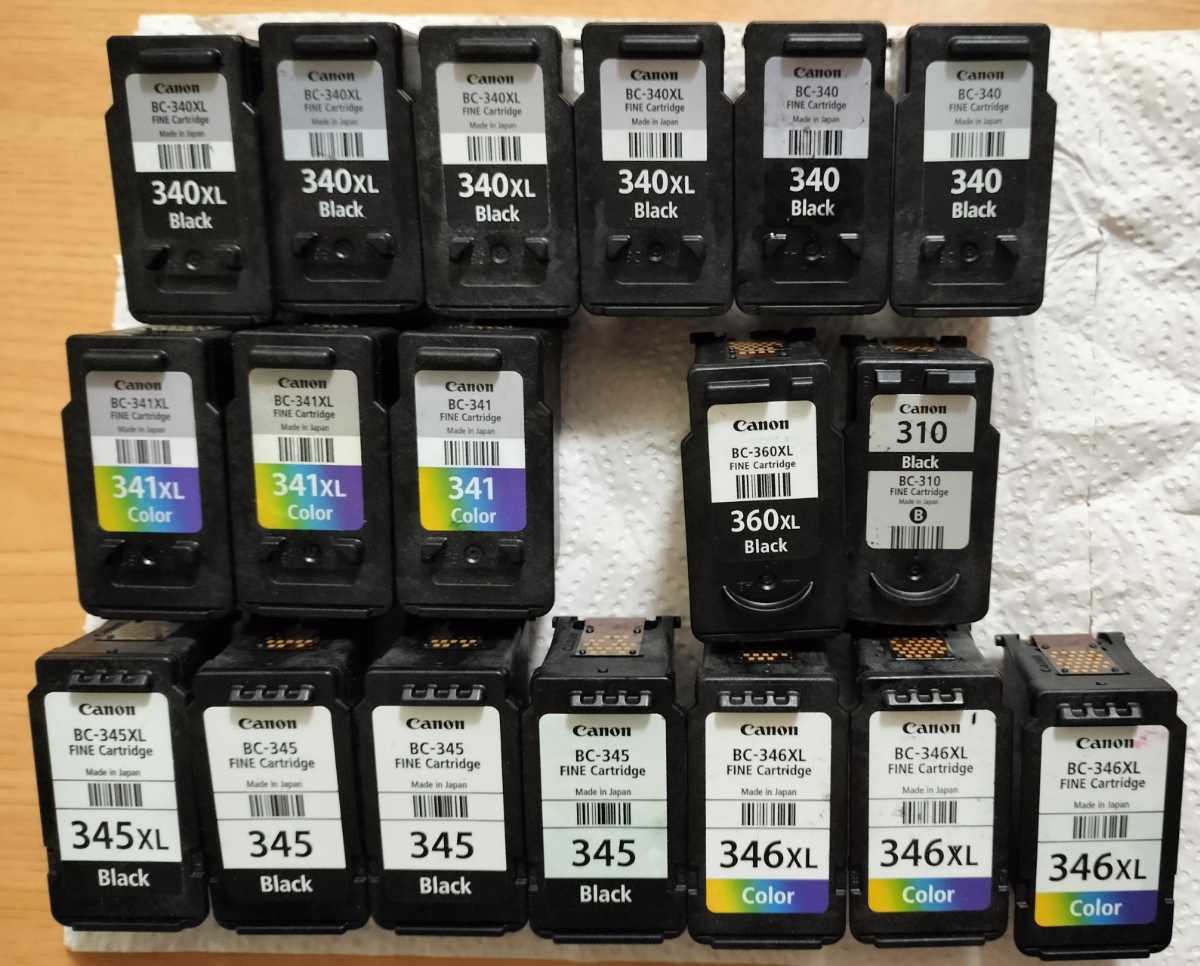 Canon 使用済み 純正インクカートリッジ BC-340XL BC-341XL BC-340 BC-341 キヤノン 合計18個
