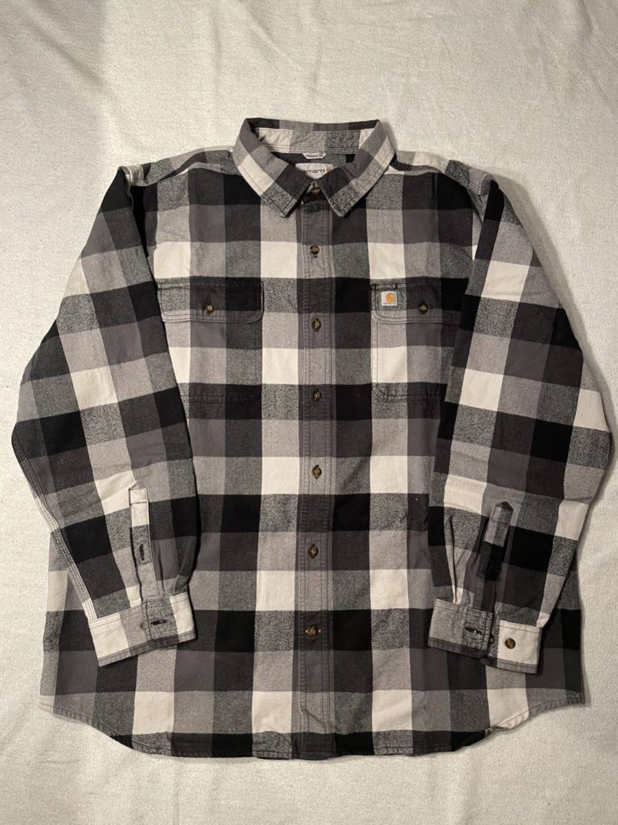 カーハート ブロックチェック ネルシャツ COTTON XL 1wash