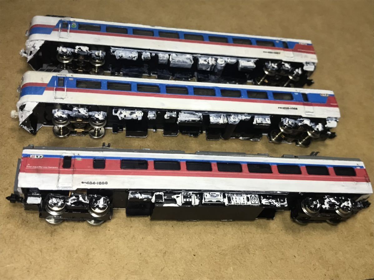 ジャンク】TOMIX製 485系 特急かもしか 3両編成 ☆加工品 ※旧製品(