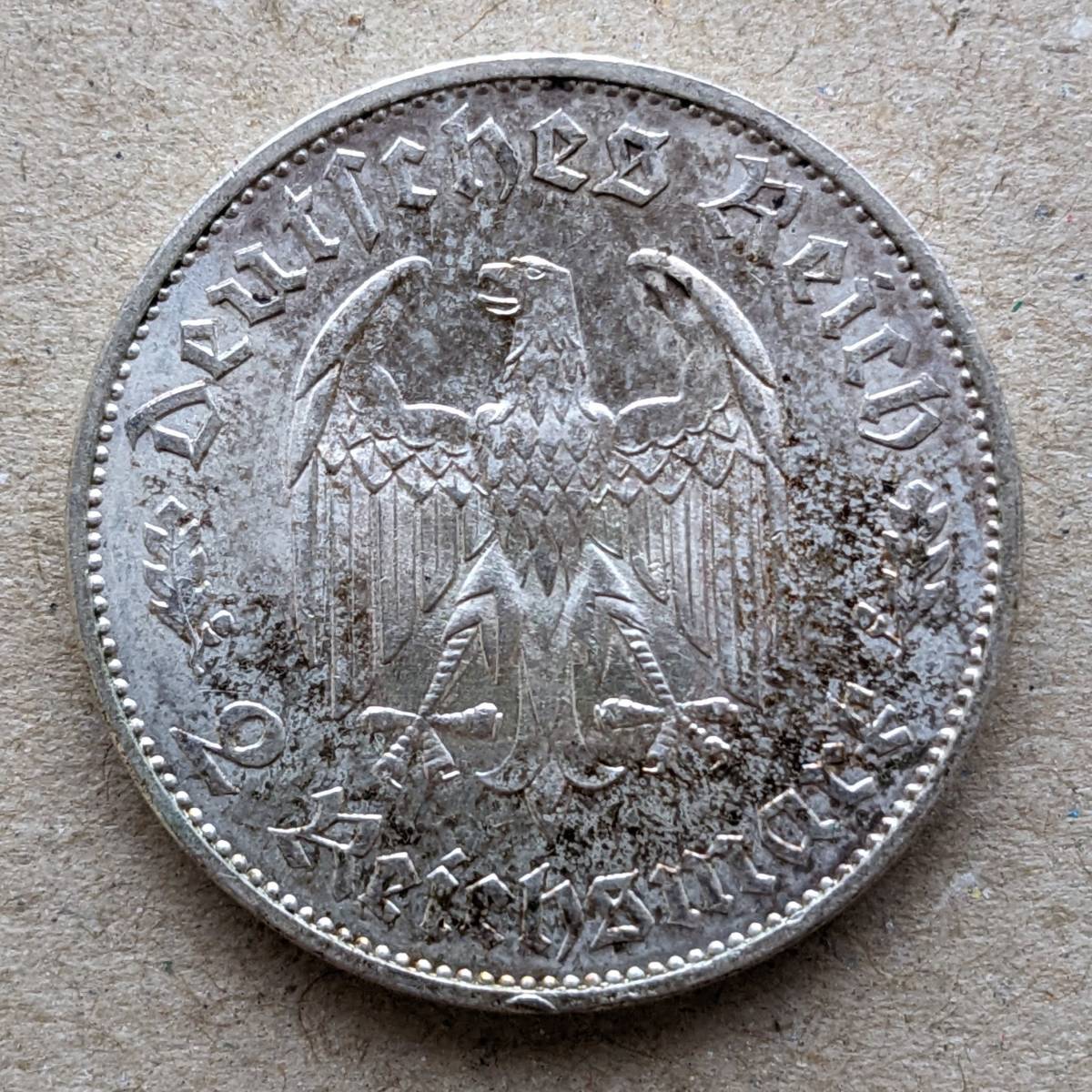 1934年 ドイツ 第三帝国 シラー生誕175周年記念 2ライヒスマルク 銀貨 VF