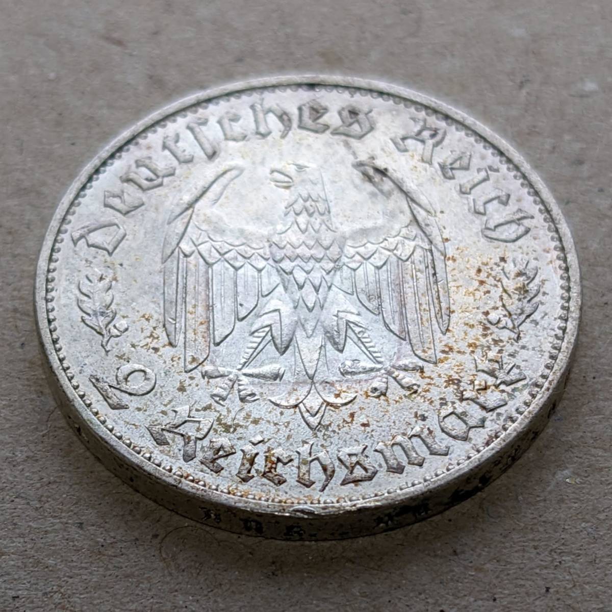 1934年 ドイツ 第三帝国 シラー生誕175周年記念 2ライヒスマルク 銀貨 VF