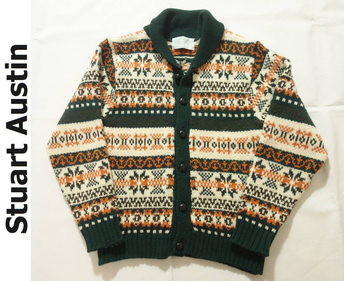 Stuart Austin Design 英国製 Stuart Austin スチュアートオースティン フェアアイル柄 ショールカラー ニットカーディガン メンズ 36(カーディガン ...