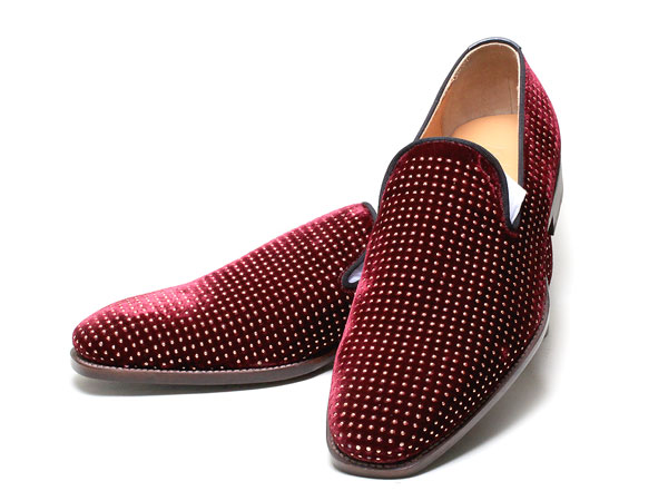 polpetta/ポルペッタ ベロア×スタッツ スリッポン 赤 41 1/2