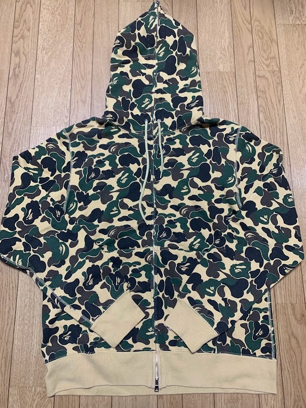 ★L★　OG Vintage NIGO BAPE green camo full zip hoodie abc 1st　エイプ　ベイプ　グリーン　カモ　迷彩　ジップ　パーカー　フーディー