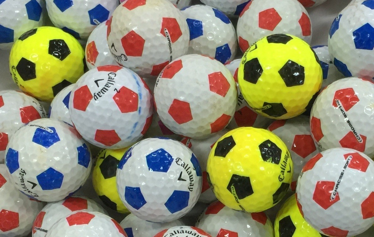 Bランク キャロウェイ Callaway Chrome Soft サッカーボール柄混合 50個 球手箱 ロストボール