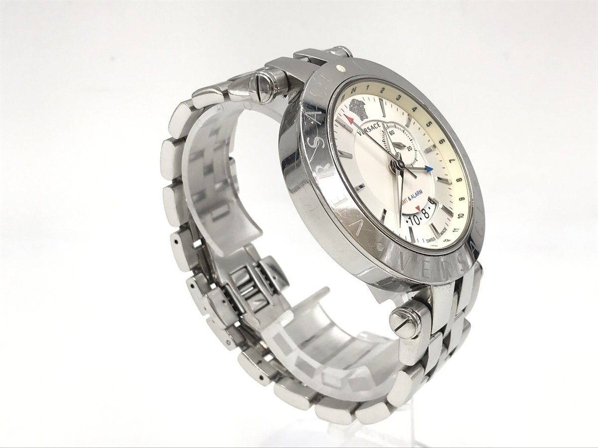 VERSACE ヴェルサーチ GMT ALARM 29G ステンレスシルバー 白文字盤 