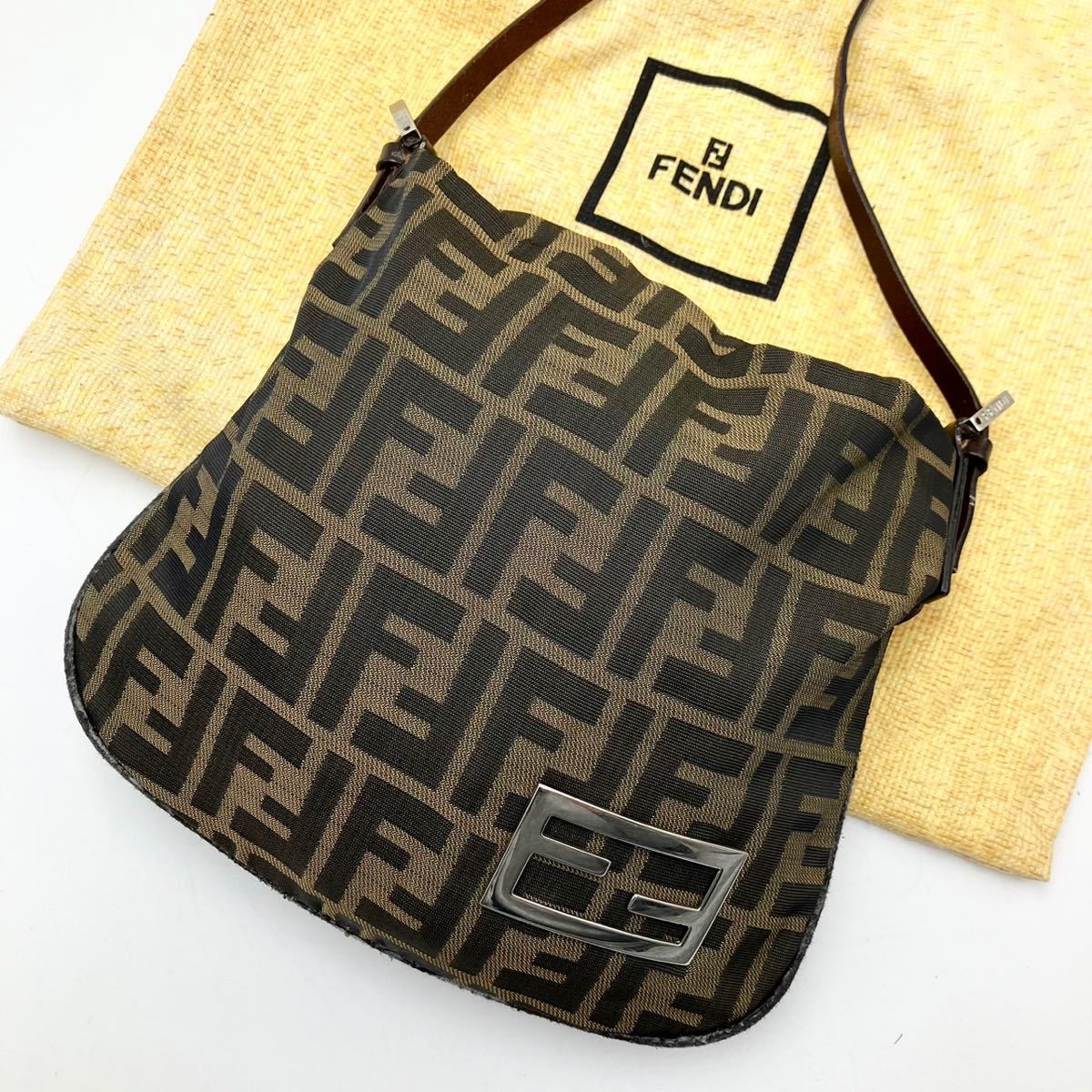 FENDI フェンディ ズッカ柄 ワンショルダーバッグ　アクセサリーポーチ 高級】FENDI ミニ アクセサリーポーチ ズッカ柄 FF金具 ワンショルダー