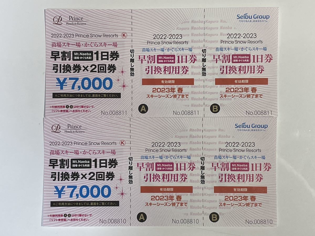苗場スキー場 かぐらスキー場 早割1日券 引換利用券 2回券 2025-2026 かぐらスキー場 苗場スキー場 早割エリア1日券 当日発送かぐらスキー