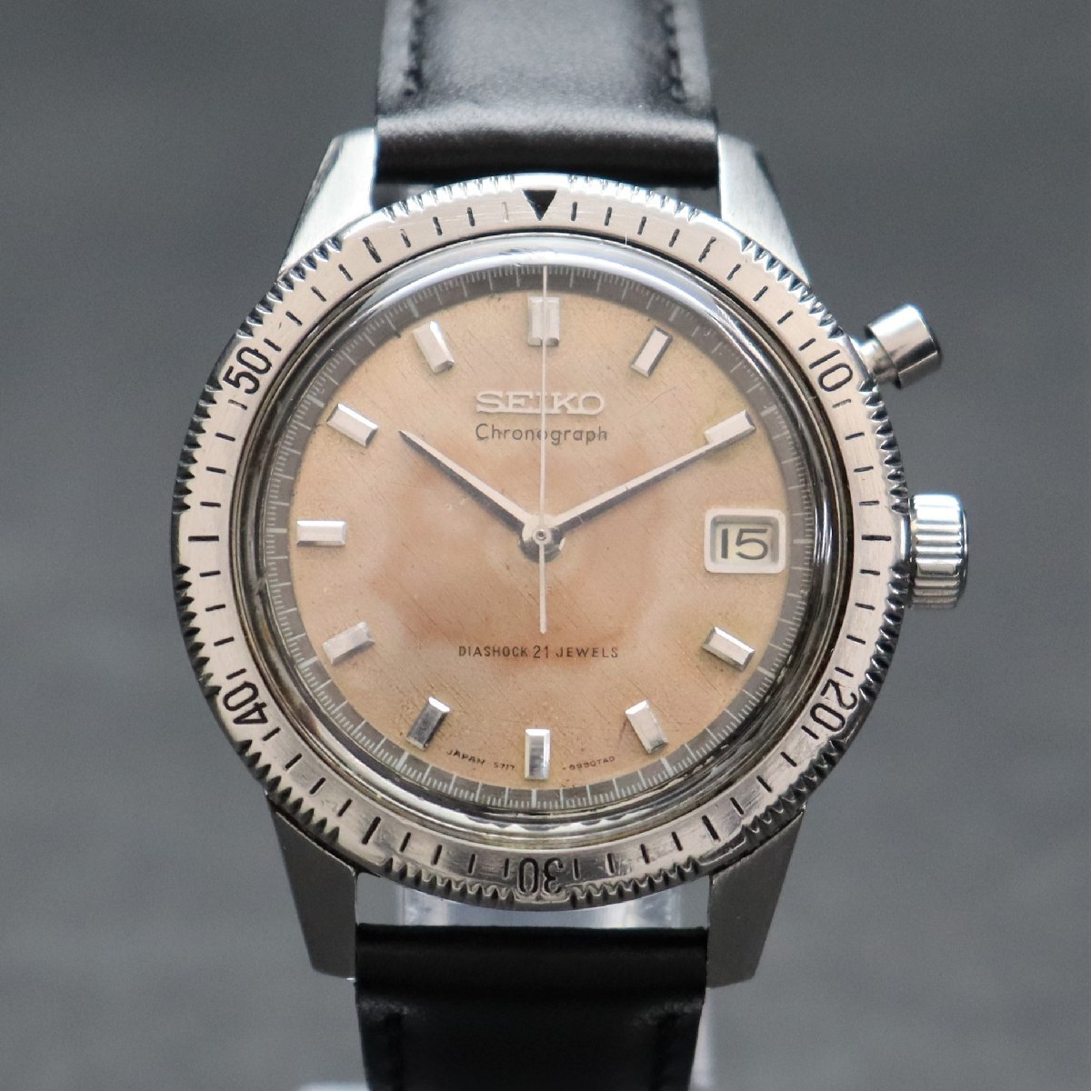 R4.9月OH済 SEIKO セイコー ワンプッシュクロノ 5717-8990 手巻き 国産初