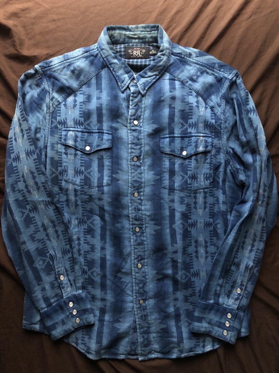 名作】美品 RRL NATIVE JACQUARD GAUZE WESTERN SHIRT ダブルアール