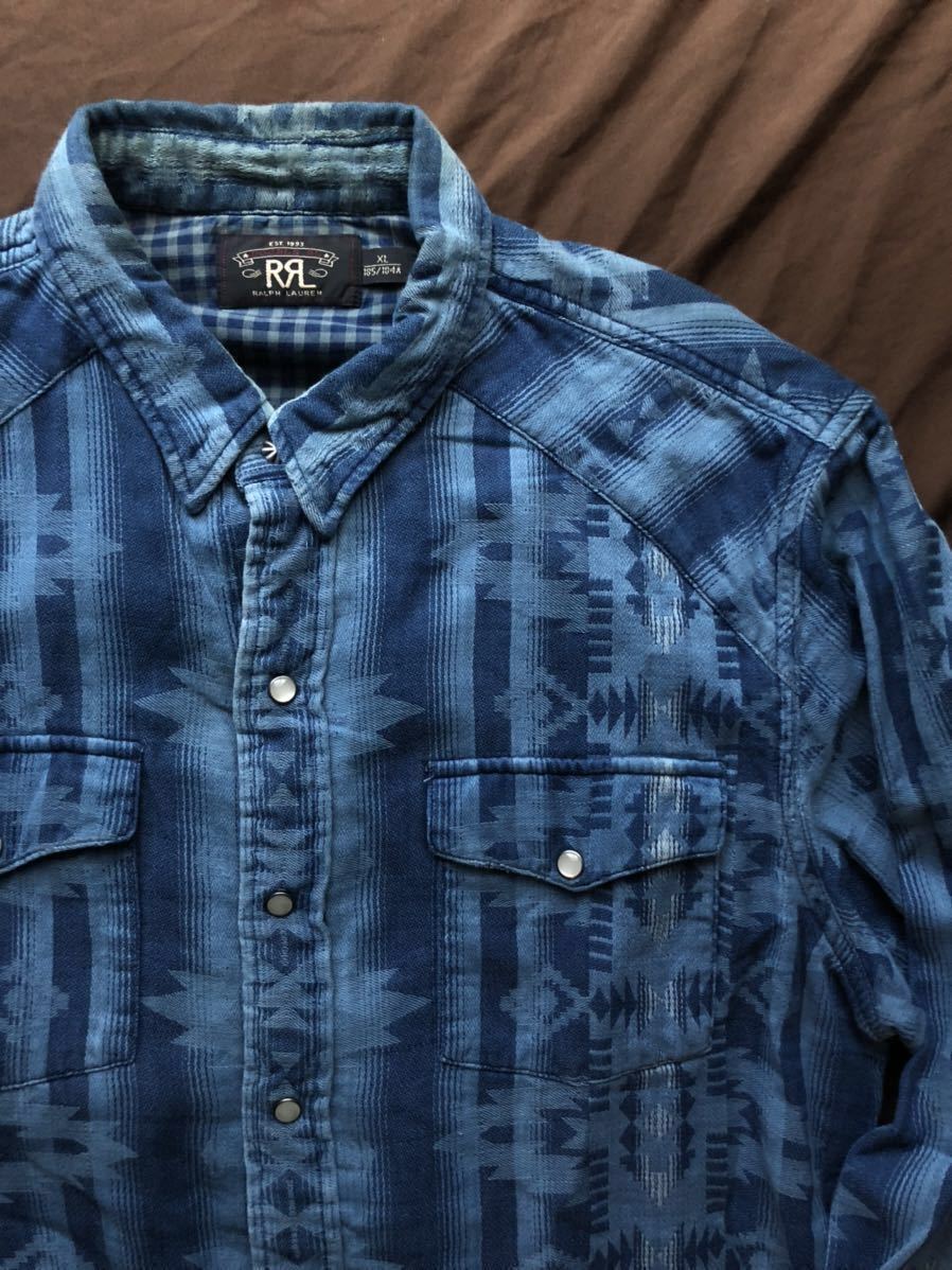 名作】美品 RRL NATIVE JACQUARD GAUZE WESTERN SHIRT ダブルアール