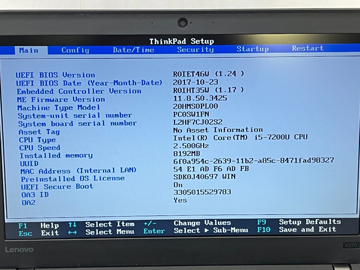 ThinkPad X270 Lenovo Core i5-7200U i5 Intel 7300U com: 1円Lenovo