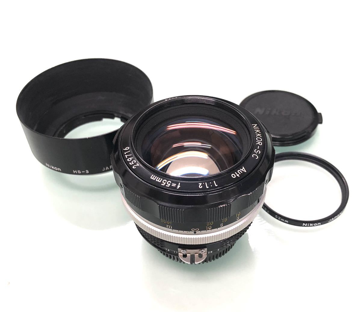 美品・フード付】ニコン NIKON ニッコール NIKKOR-S・C AUTO 55mm f1.2