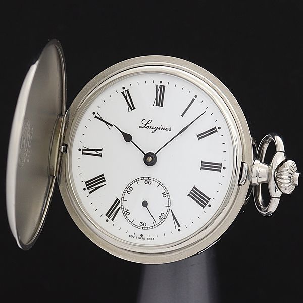 1円 稼働 良品 保証書付 ロンジン 手巻き 507 8014 ヘリテージコレクション スモセコ 白文字盤 懐中時計 0089100◇