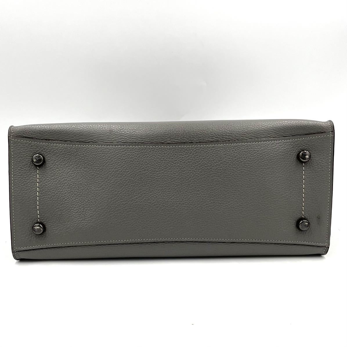 【美品】COACH コーチ トートバッグ 2way チャーリー ラージ ビジネスバッグ ブリーフケース グレー レザー メンズ レディース チャーム