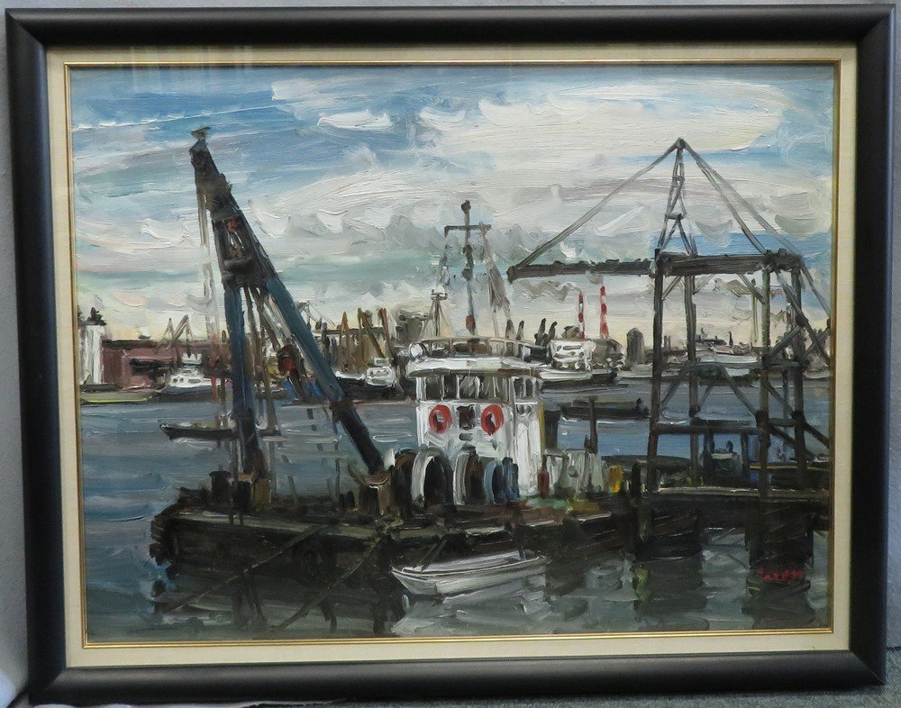 ★油絵★　堀太郎　『泥の河』　P15号　【白日会】