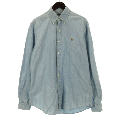 ラルフローレン RALPH LAUREN シャンブレー シャツ 長袖 ボタンダウン ブルー M 230113E メンズ
