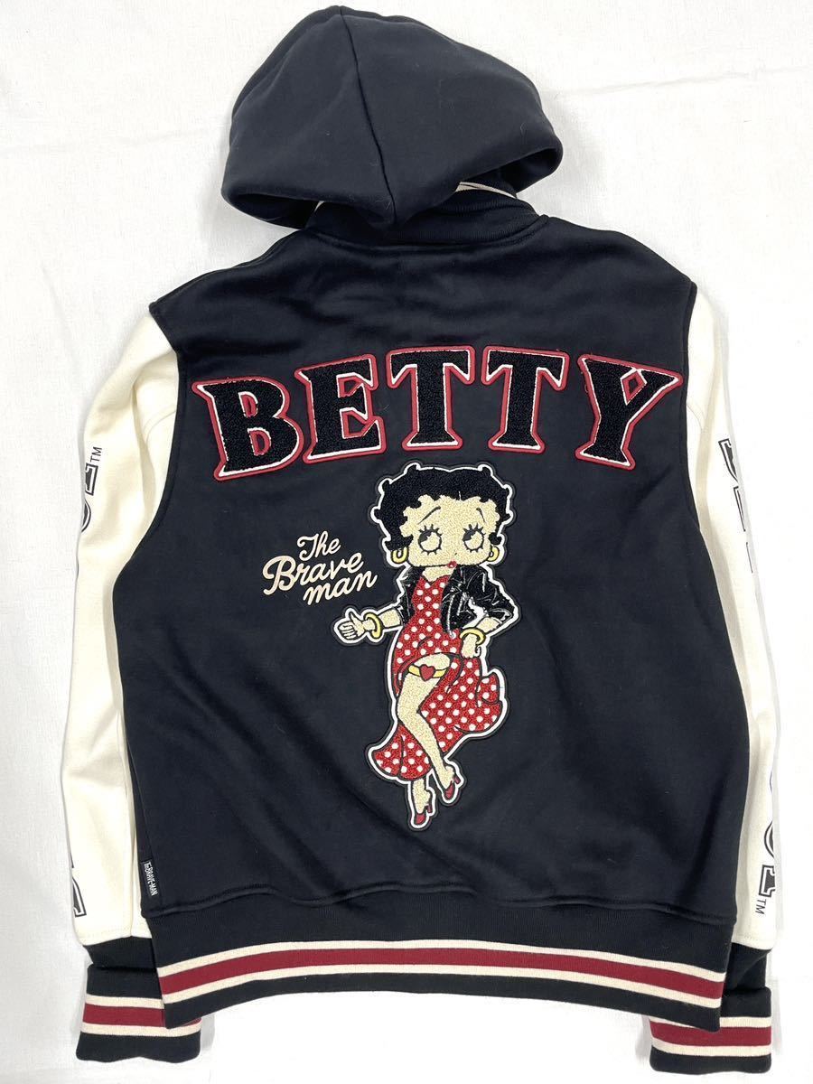 Betty Boop x BRAVE-MAN ベティ ブレイブマン コラボ ボンディング スタジャン BBB-2242 ブラック Mサイズ