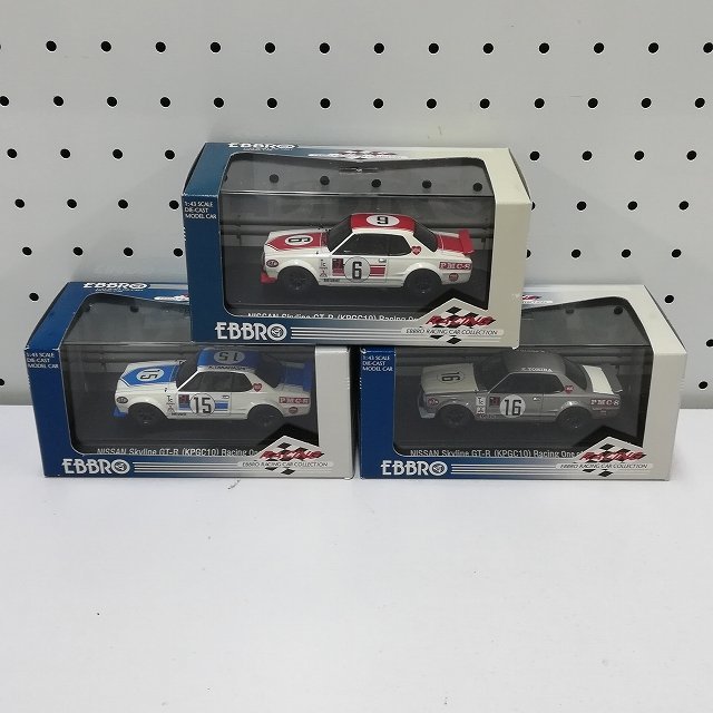 エブロ 1&frasl;43 スカイライン mV408a [難あり] エブロ 1/43 日産 スカイラインGT-R KPGC10 レーシング #6 #15 #16 | ミニカー V