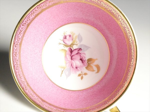n33 エインズレイ 金彩 見込みバラ絵 ピンク パープル カップ＆ソーサー 2色 2客 エインズレイ | 金彩