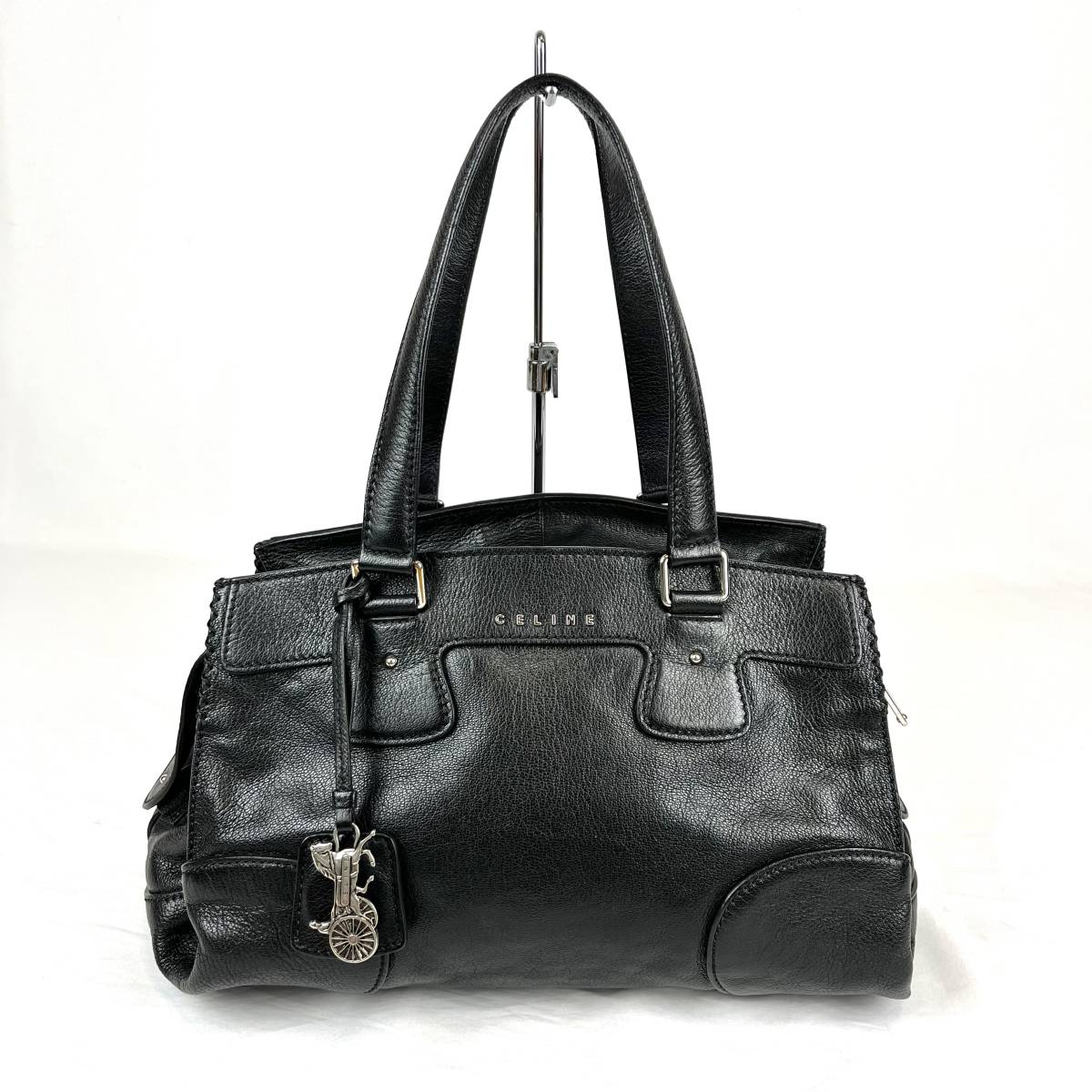 極美品 CELINE 馬車金具 チャーム レザー トートバッグ 得価，限定