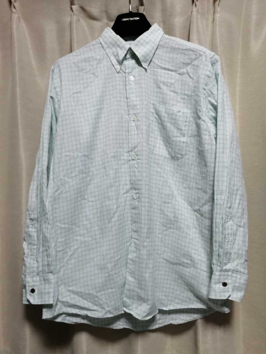 HERMES 大きいサイズ エルメスセリエボタンシルバー最高傑作気品溢れる存在感 春色爽やか全面チェックセリエボタン長袖シャツ ビッグサイズ エルメス  セリエ ボタン トップ シルバー コイン 銀 チャーム