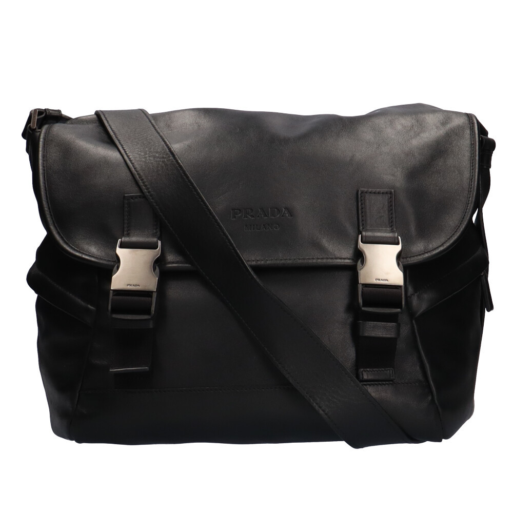 プラダ PRADA ショルダーバッグ レザー ブラック ユニセックス 中古