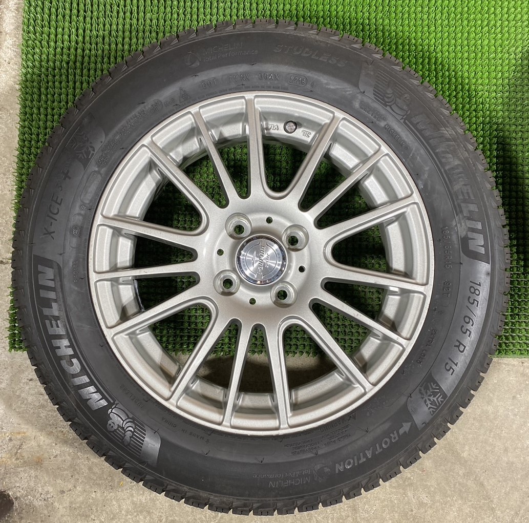 185/65R15 MICHELIN【2018年】(社外アルミホイール) 15X5，5J ET42 4H/100 4本セット！ | Michelin 185／65R15（ホイール穴数5）（サマータイヤ・ホイール BSW Discount 日本