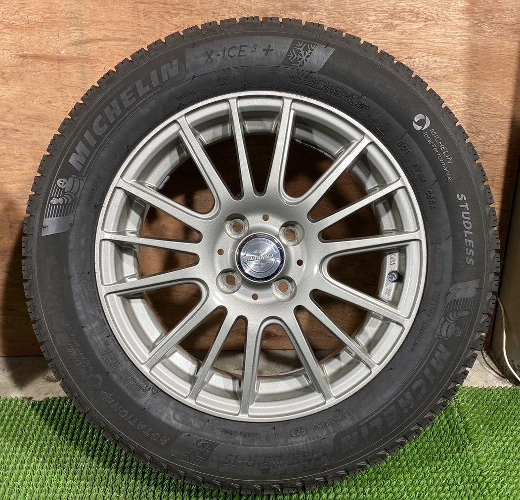 185/65R15 MICHELIN【2018年】(社外アルミホイール) 15X5，5J ET42 4H/100 4本セット！ | Michelin 185／65R15（ホイール穴数5）（サマータイヤ・ホイール BSW Discount 日本