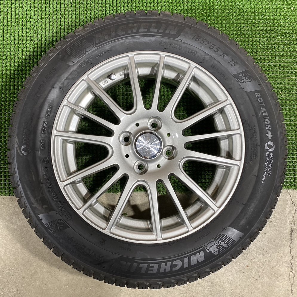 185/65R15 MICHELIN【2018年】(社外アルミホイール) 15X5，5J ET42 4H/100 4本セット！ | Michelin 185／65R15（ホイール穴数5）（サマータイヤ・ホイール BSW Discount 日本