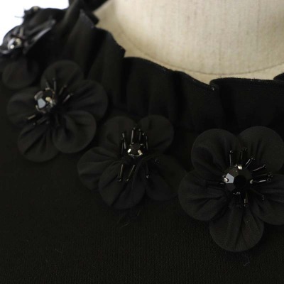 ケイトスペード KATE SPADE 長袖花ビジューワンピース 膝丈 フレア