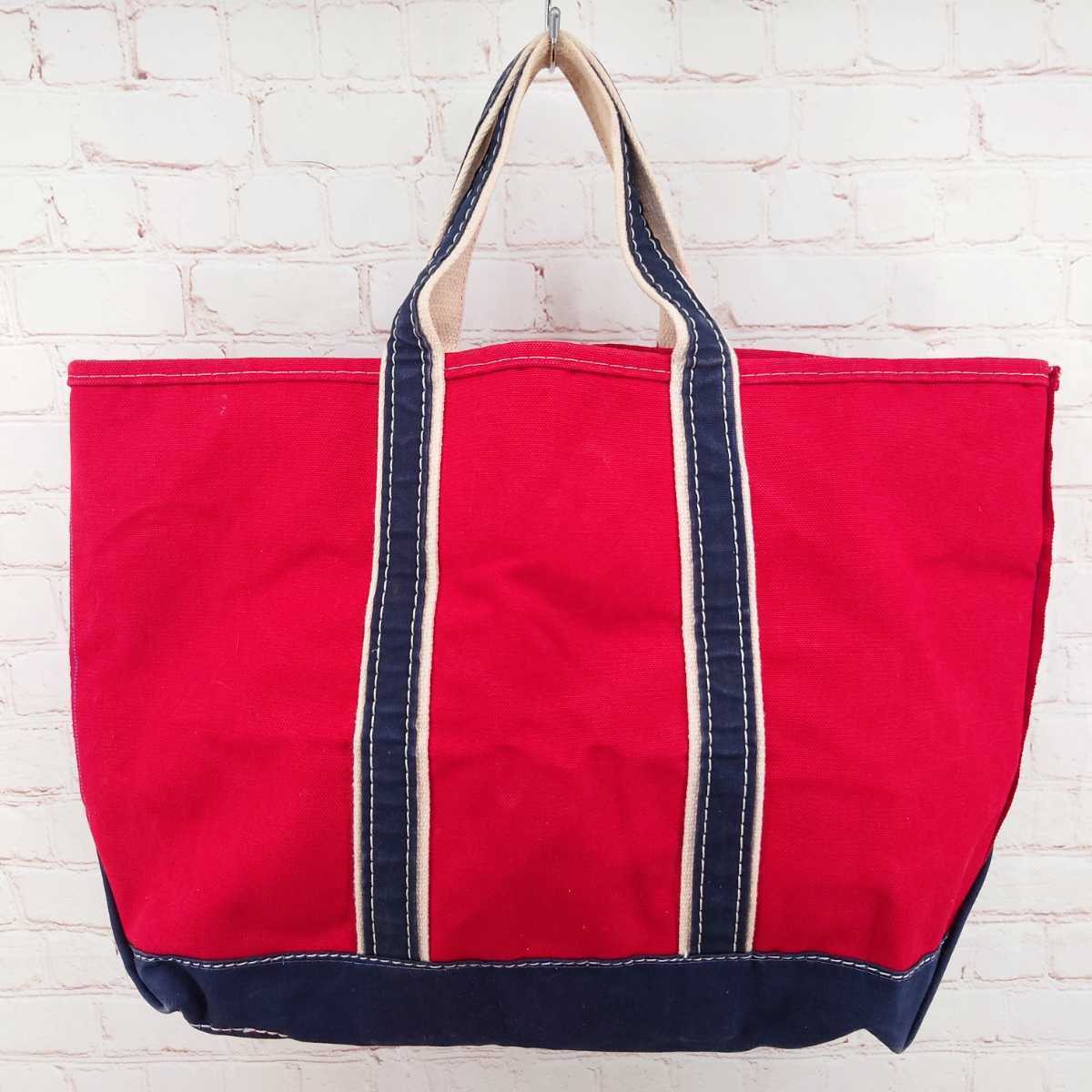 80s L.L.Bean デラックストート ラージ レッド×ネイビー LLBEAN 