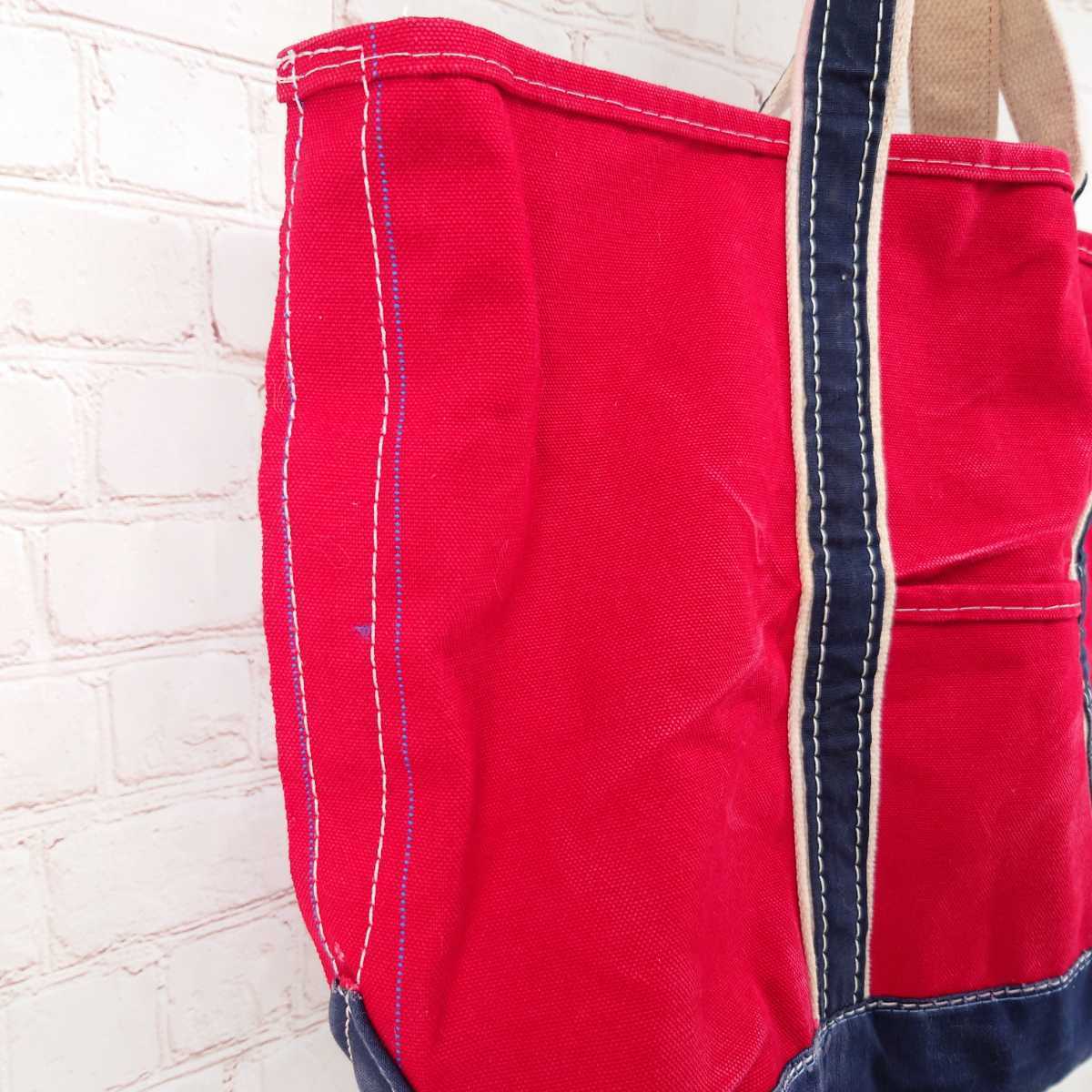 【超希少】バッグ 兼松江商製 80s デッドストック ヴィンテージ 80s L.L.Bean デラックストート ラージ レッド×ネイビー LLBEAN