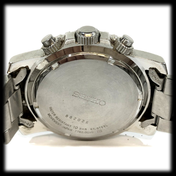 セイコー】 SEIKO ダイバーズ クロノグラフ 100m タキメーター 7T62 