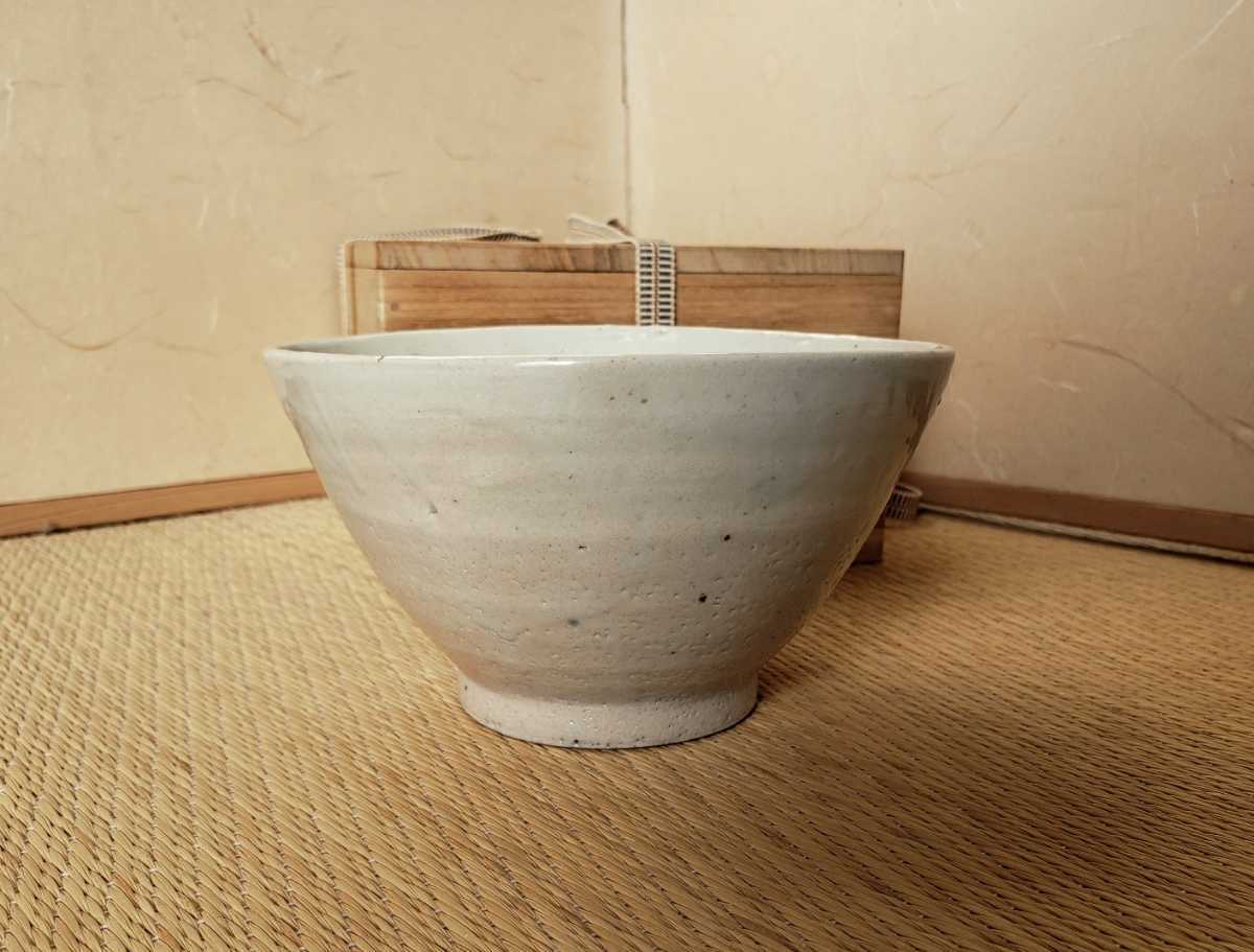 李朝中期 堅手御本茶碗 木箱付き 検 高麗 粉引 玄